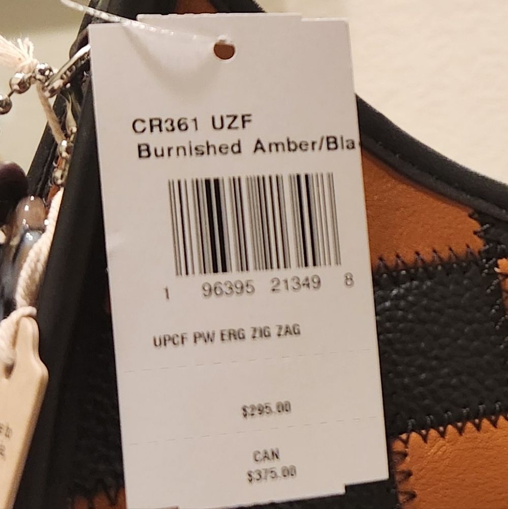 Checker Patchwork Shoulder Bag in Burnished Amber and Black
